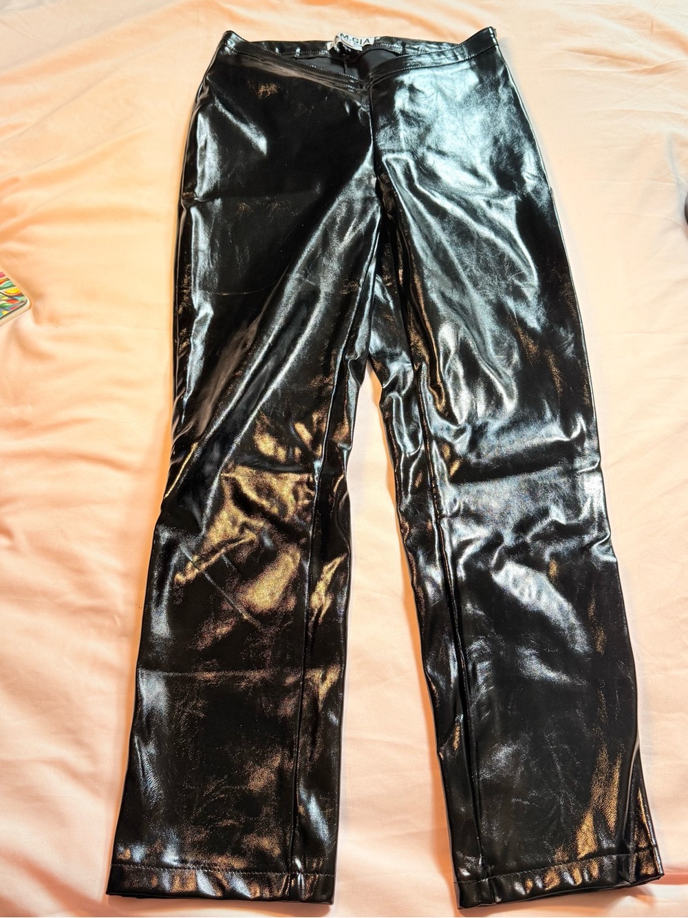 I.AM.GIA Patent Black Liquid Faux Leather High-Waisted Pants